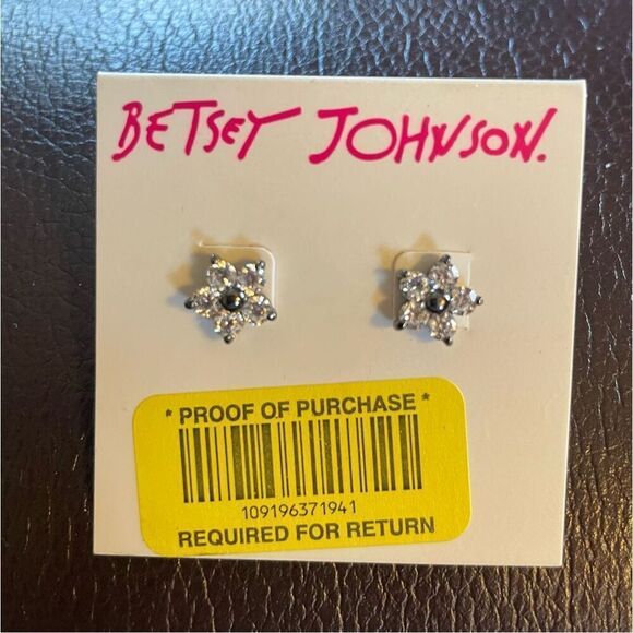 New Betsey Johnson Rhinestone Flowers Post Earrings Gift Idea Collectors - Picture 4 of 5